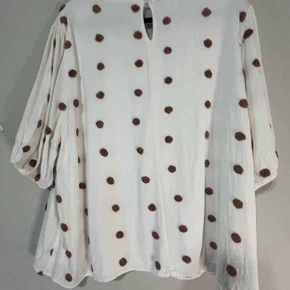 Pologram 3XL Top Womens Polka Dot Round Neck Short Sleeve Blouse (D) - Picture 4 of 4